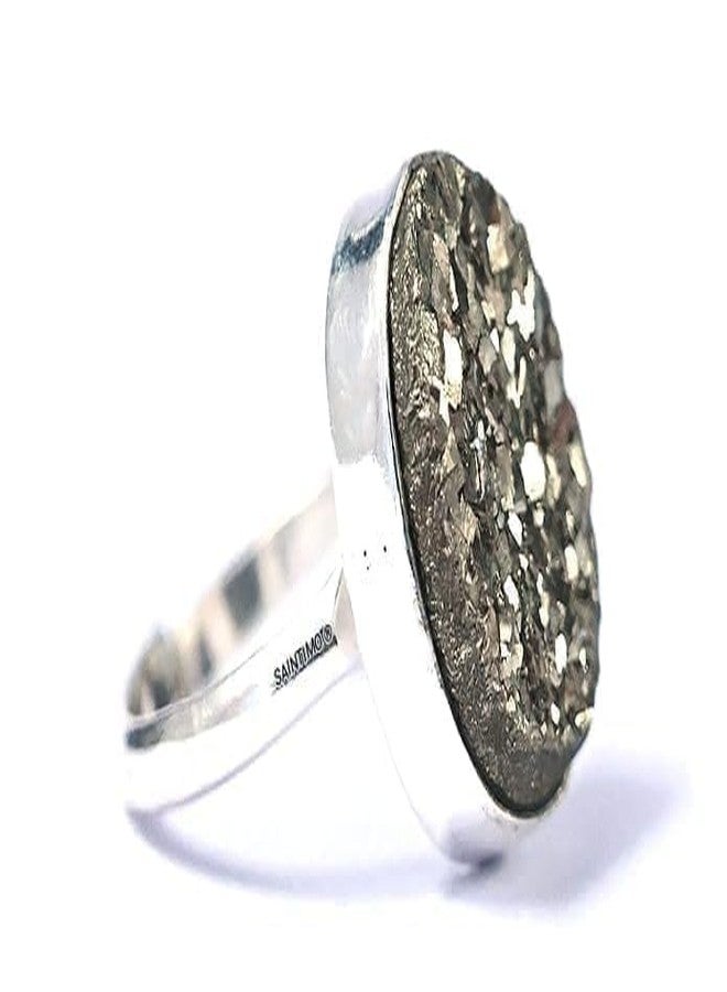 SAINTIMO ® Certified Original Pyrite Stone Cluster - With Natural, Energized Golden Pyrite Ring for Healing, Willpower, Money manifestation, Vastu, and Business - 50 to 90 GM - Image 4
