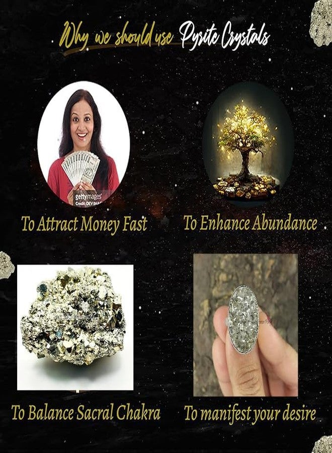 SAINTIMO ® Certified Original Pyrite Stone Cluster - With Natural, Energized Golden Pyrite Ring for Healing, Willpower, Money manifestation, Vastu, and Business - 50 to 90 GM - Image 3