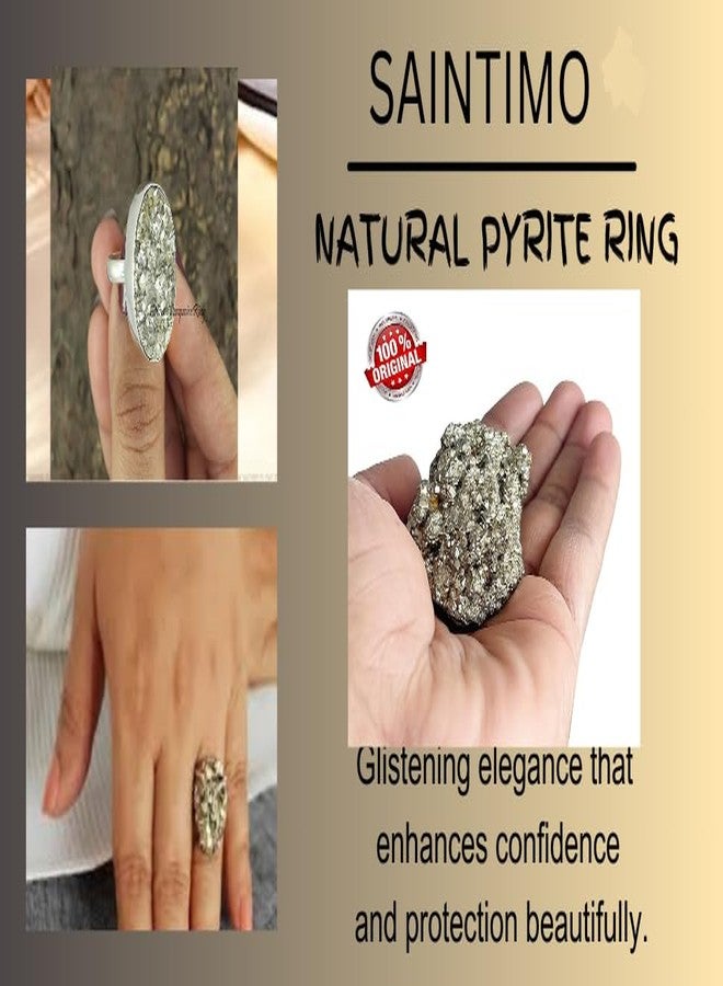 SAINTIMO ® Certified Original Pyrite Stone Cluster - With Natural, Energized Golden Pyrite Ring for Healing, Willpower, Money manifestation, Vastu, and Business - 50 to 90 GM - Image 2