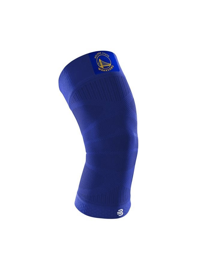 Bauerfeind Sports Compression Knee Support NBA Golden State Warriors - Lightweight Design with Gripping Zones for Basketball Knee Pain Relief & Performance (Warriors, S) - Image 1