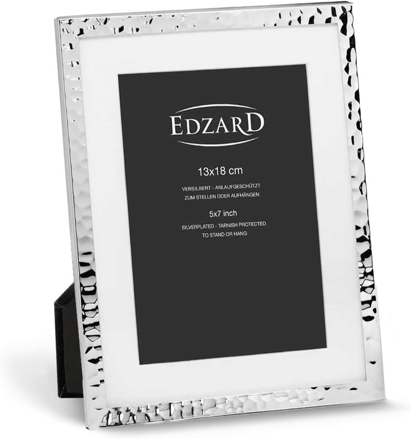 Edzard إطار صور إدزارد فانو بحجم 13 × 18 سم أنيق مطلي بالفضة مقاوم للتشوه مع ظهر مخملي يشمل 2 معلاق - Image 1
