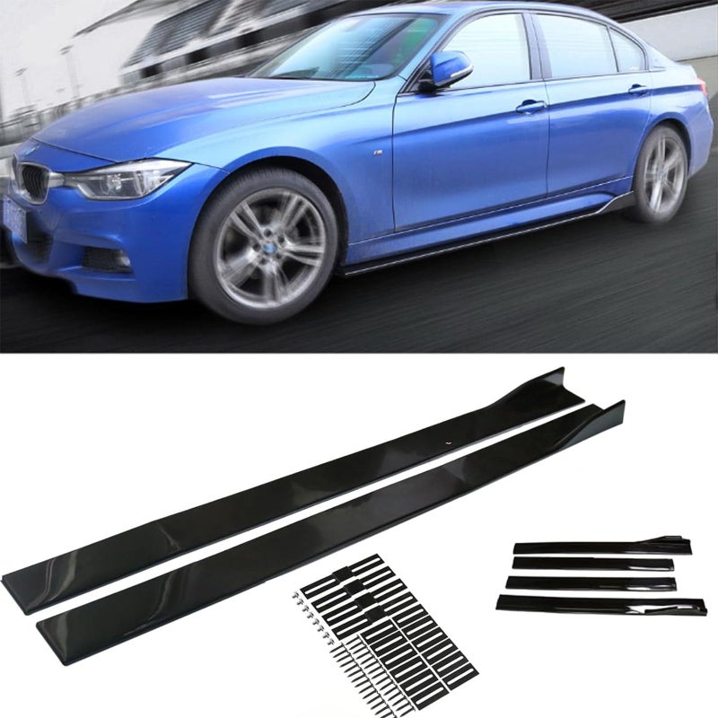ORIVIN Universal Car Side Skirt Upgrade ThreeSection 787 Car Rocker Panels Side Skirt Body Kit Extended Split Lip2pcsBlack
