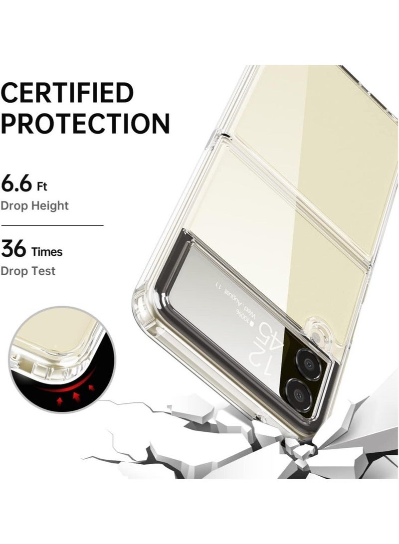 MUNTAQI Case for Samsung Galaxy Z flip 4 5G 2022, Clear Slim Phone Case with Transparent Hard PC Back, Soft TPU Edges, Hinge, Non-Yellowing Shockproof Thin Protective Cover - Image 4