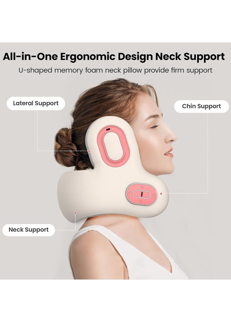 MOCOM 3-in-1 Bluetooth Travel Neck Pillow with Noise-Canceling Headphones, Heated Massager & Memory Foam Support – Ergonomic U-Shape Airplane Pillow for Sleeping on Flights, Car, Office & Home Use  - Image 3