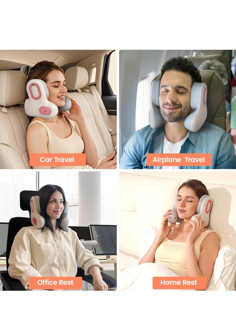 MOCOM 3-in-1 Bluetooth Travel Neck Pillow with Noise-Canceling Headphones, Heated Massager & Memory Foam Support – Ergonomic U-Shape Airplane Pillow for Sleeping on Flights, Car, Office & Home Use  - Image 5