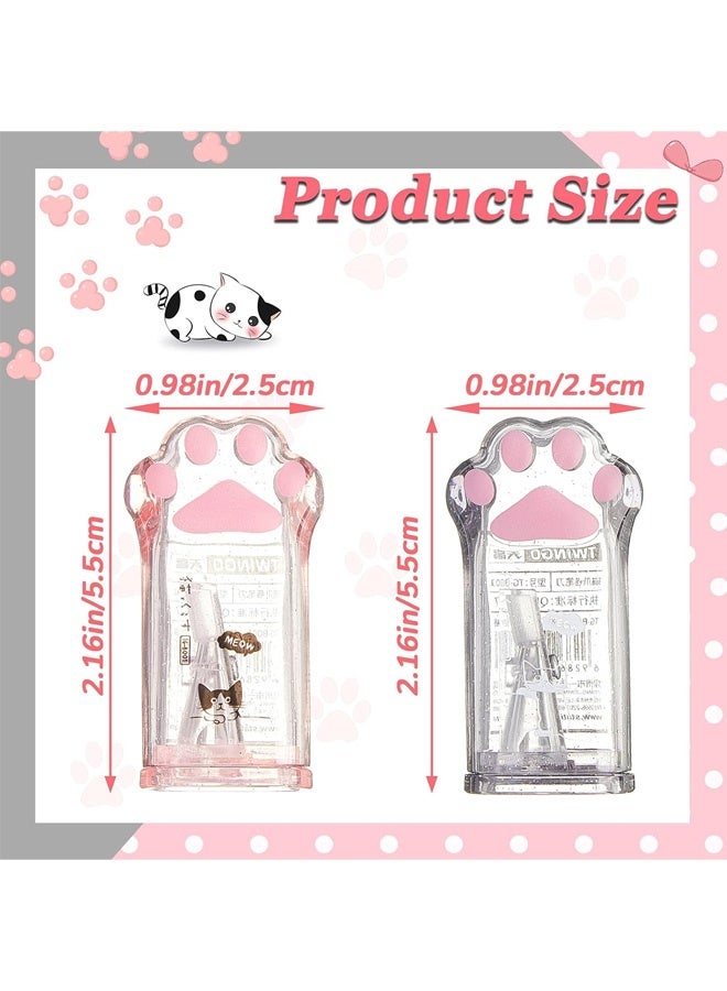 مبراة أقلام رصاص يدوية على شكل مخلب قطة لطيفة، قطعتان مع غطاء للمكتب والمنزل والمدرسة، باللونين الوردي والرمادي - Image 2