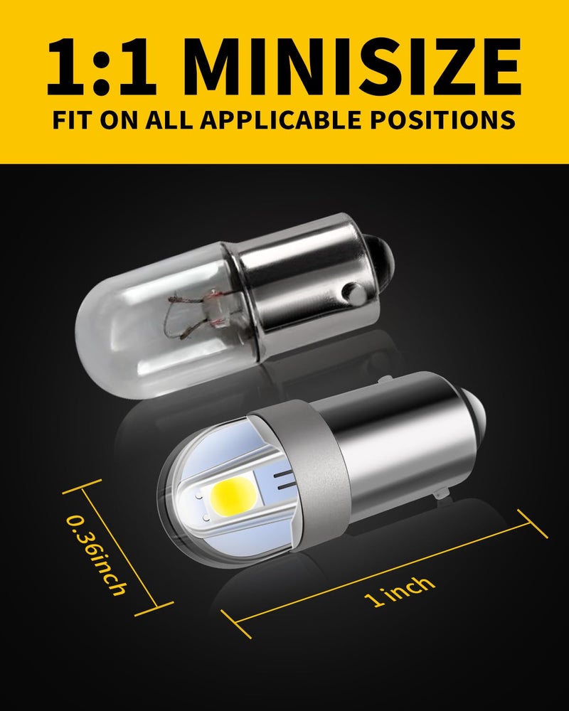 Antline BA9S BA9 1895 1891 53 57 47830 64111 3893 LED Bulb White, Super Bright Canbus Error Free 12 Volt Replacements for Interior Dome Map Lamp License Plate Glove Box Lights (Pack of 10) - Image 2