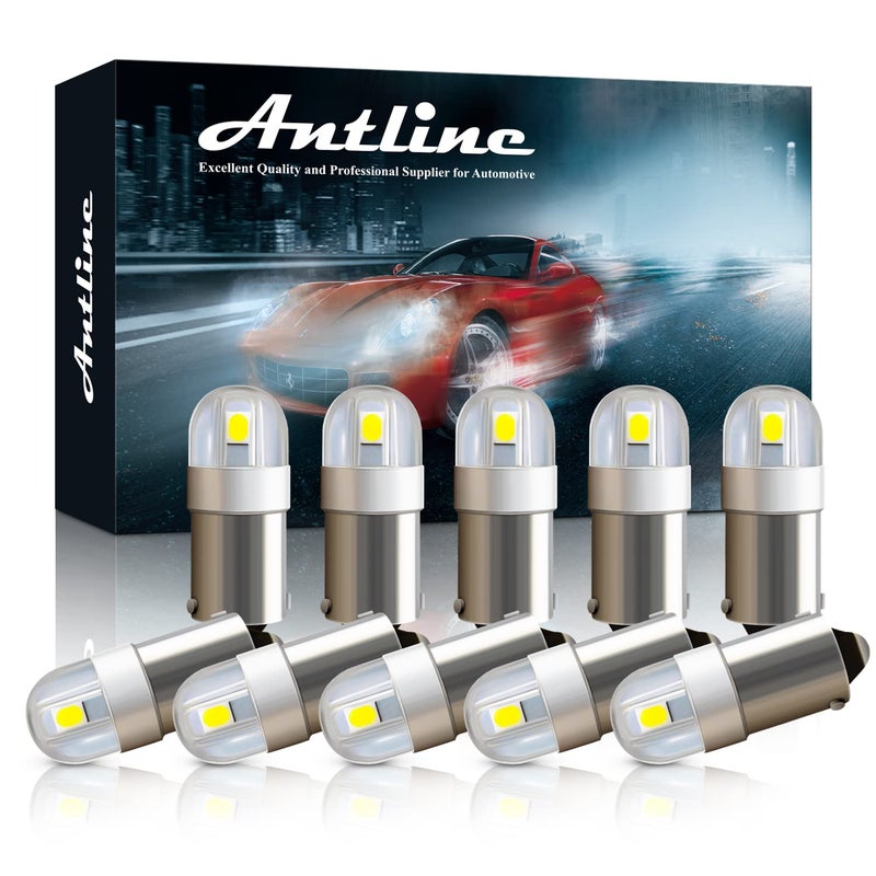 Antline BA9S BA9 1895 1891 53 57 47830 64111 3893 LED Bulb White, Super Bright Canbus Error Free 12 Volt Replacements for Interior Dome Map Lamp License Plate Glove Box Lights (Pack of 10) - Image 1