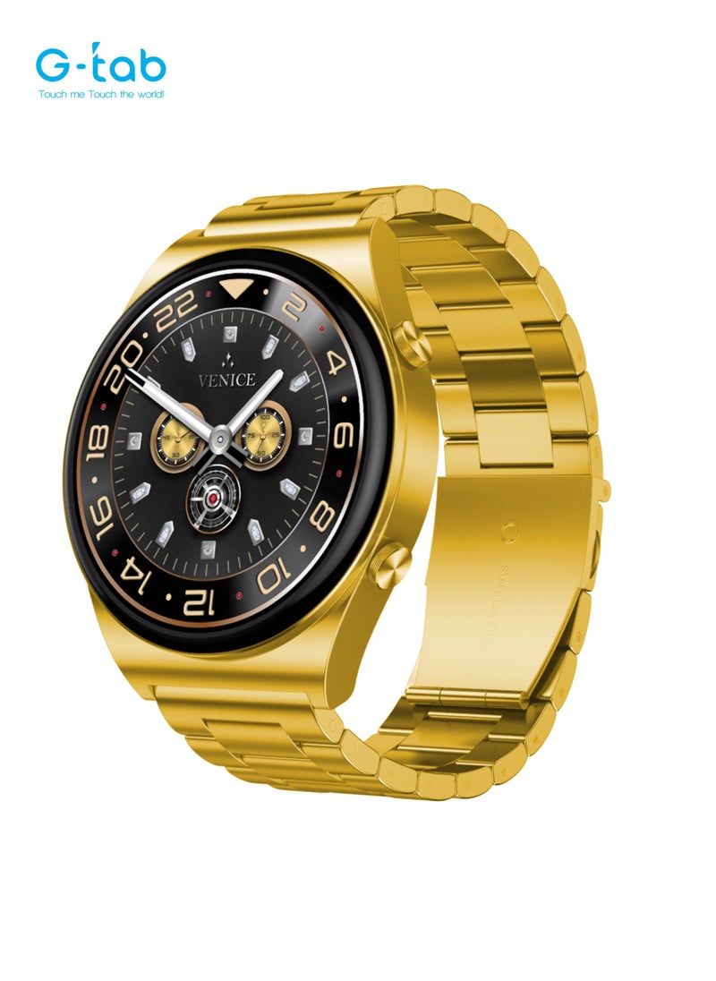 G-Tab - G-Tab GT3 Pro Golden Edition Smart watch, 1.39 Inches display, 128MB memory, 290mAh Battery, IP67 water proof, support calling, heart rate blood oxygen, calorie tracking, sports mode, etc. - Image 1
