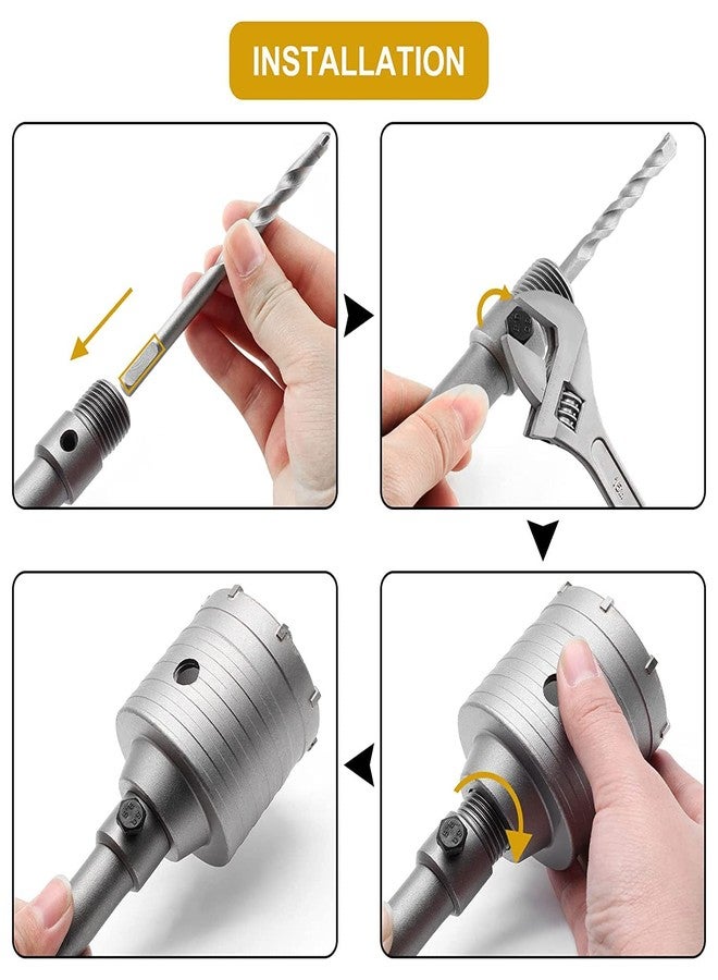 DUMDAAR 30mm 50mm 65mm SDS Plus Shank Concrete Hole Saw set Cutter with 200mm rod cement Stone Wall Punch Reamer Air Conditioner Punch Hollow Drill Bit () - Image 5
