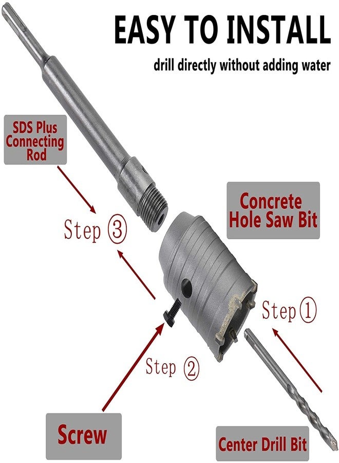 DUMDAAR 30mm 50mm 65mm SDS Plus Shank Concrete Hole Saw set Cutter with 200mm rod cement Stone Wall Punch Reamer Air Conditioner Punch Hollow Drill Bit () - Image 3