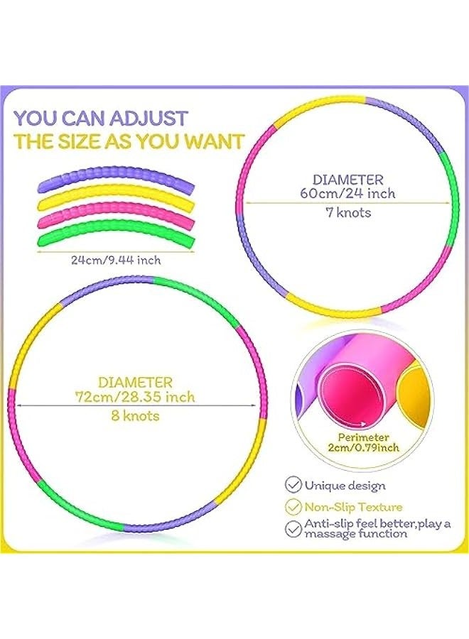 TRASSLE 4Pcs Kid's Hoops and Jump Ropes, Segmented Soft Beaded Rope and Weighted Detachable Exercise Hoop, Size Adjustable for Kids and Adults,Kids Hula Rings for Sports, Exercise, Playing - Image 2