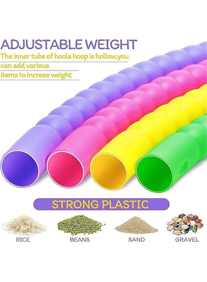 TRASSLE 4Pcs Kid's Hoops and Jump Ropes, Segmented Soft Beaded Rope and Weighted Detachable Exercise Hoop, Size Adjustable for Kids and Adults,Kids Hula Rings for Sports, Exercise, Playing - Image 4