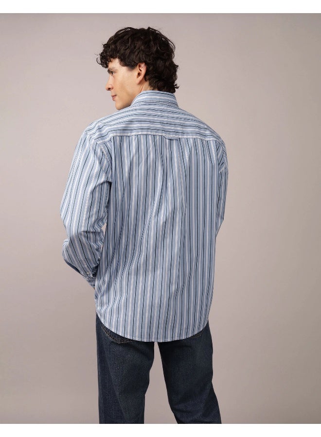 American Eagle AE Everyday Poplin Striped Button-Up Shirt  - Image 2