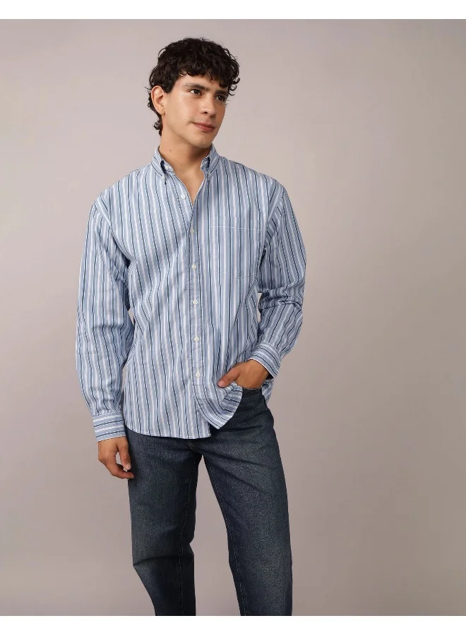 American Eagle AE Everyday Poplin Striped Button-Up Shirt