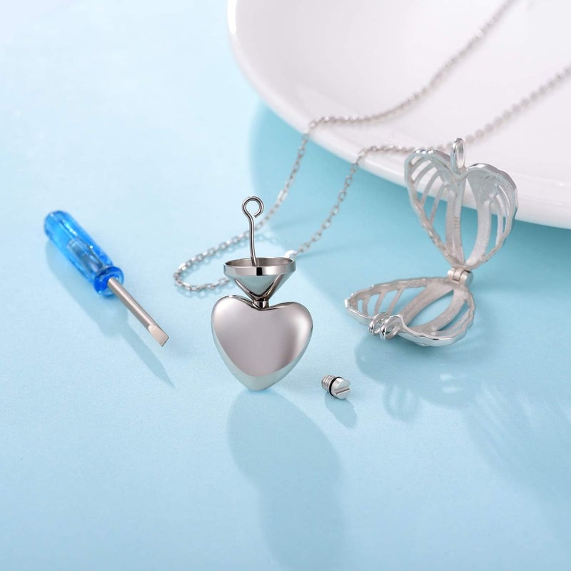 ACJNA 925 Sterling Silver Angel Wings Memorial Urn Locket Necklace for Ashes Jewelry Cremation Necklaces - Image 2