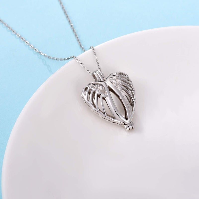 ACJNA 925 Sterling Silver Angel Wings Memorial Urn Locket Necklace for Ashes Jewelry Cremation Necklaces - Image 4