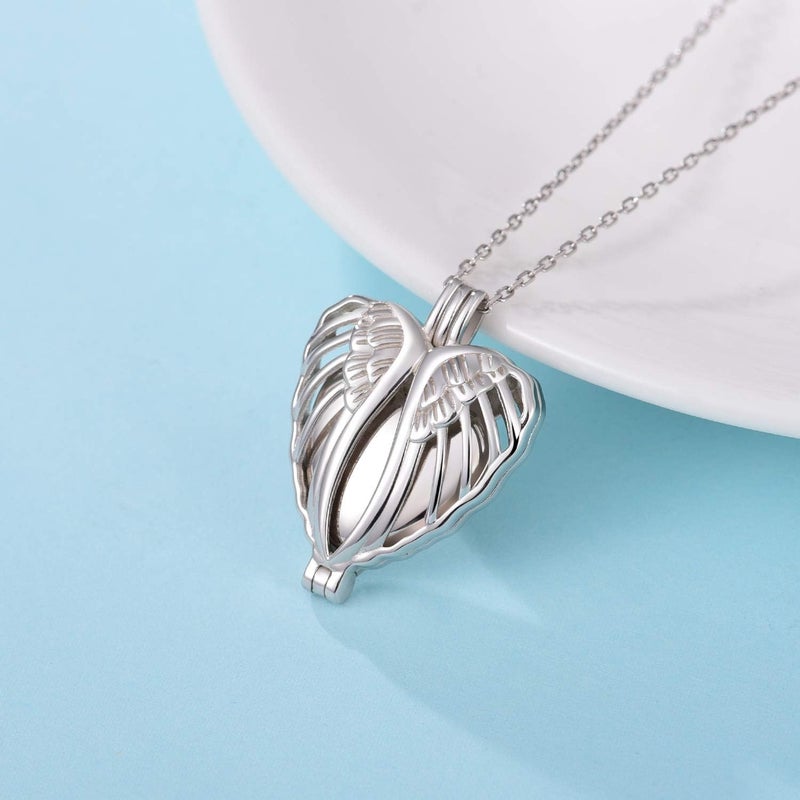 ACJNA 925 Sterling Silver Angel Wings Memorial Urn Locket Necklace for Ashes Jewelry Cremation Necklaces - Image 3