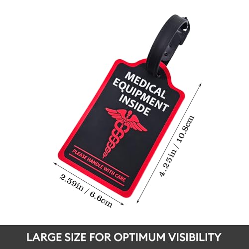 Yulaexie 2-Pack Medical Equipment Luggage Tags with Detachable Info Card - Durable Rubber Medical ID Tags for Hospital Devices, Suitcases & Backpacks（Black） - Image 2