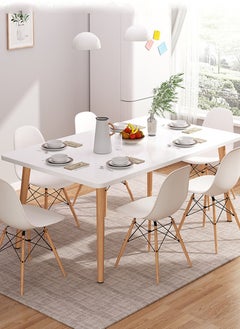 CityRiya-Long Dining Table Kitchen Table 120*60cm Dining Room Table Modern Rectangular Dining Table White Solid Wood Dining Table Furniture for Kitchen, Dining Room, Living Room  - Image 1