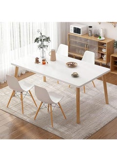 CityRiya-Long Dining Table Kitchen Table 120*60cm Dining Room Table Modern Rectangular Dining Table White Solid Wood Dining Table Furniture for Kitchen, Dining Room, Living Room  - Image 2