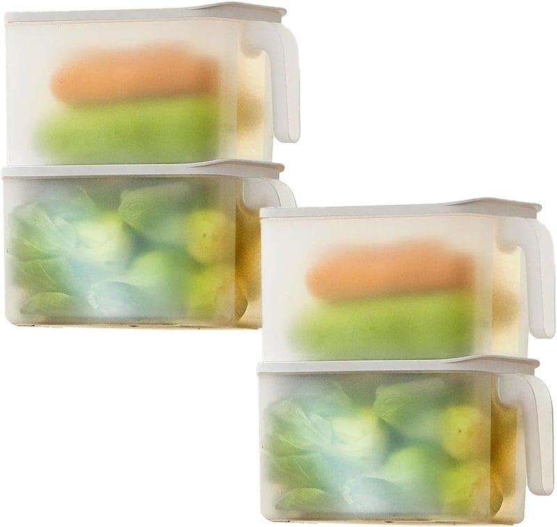 MineSign MineDecor Plastic Storage Containers Square Food Storage Organizer Stackable Refrigerator Organizer Handle Kitchen Containers with Lids for Fruits Vegetables Meat Egg (Set of 4) - Image 1