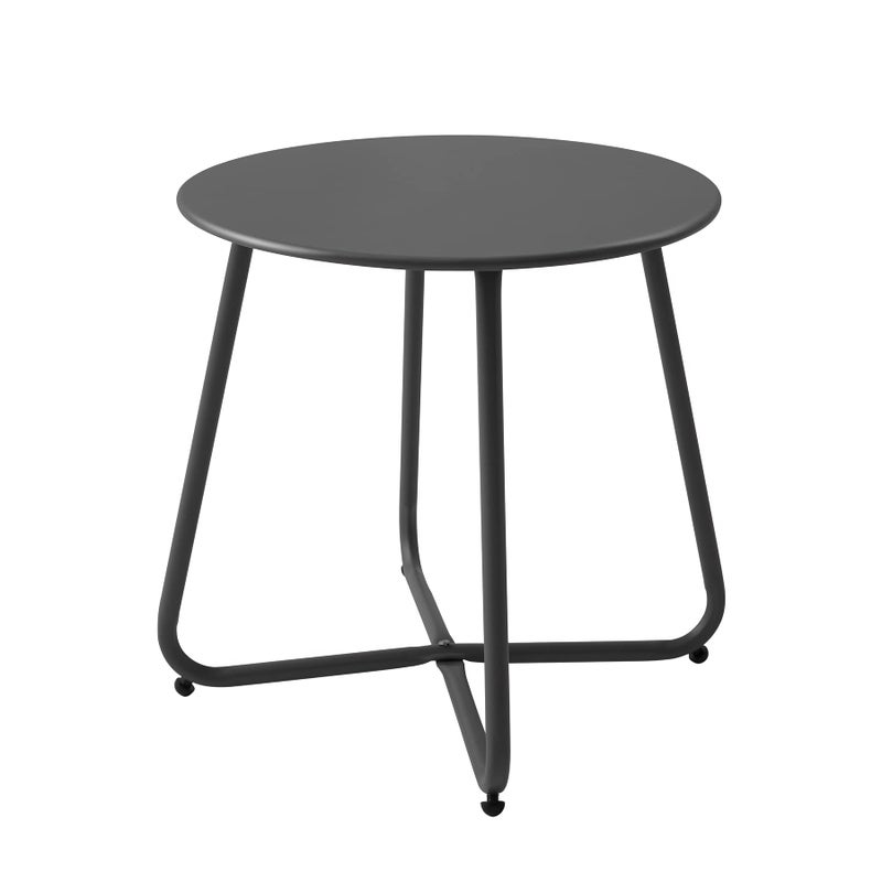 Meluvici Meluvici Patio Small Side Table Waterproof Round Metal Steel Weather Resistant Portable Outdoor and Indoor End Table for Garden Balcony Yard Black 