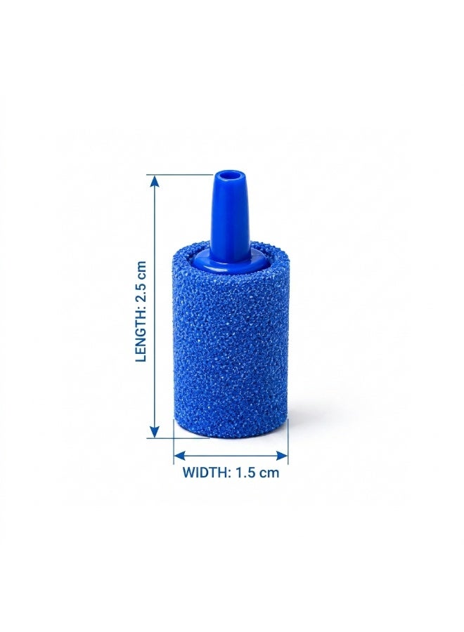 Mini Aquarium Air Stone Bubble Diffuser - Cylinder Air Stone for Fish Tank Oxygen Pump, Hydroponics, Betta Tank, Small Pond Aeration - Mineral Stone with Plastic Connector, 2.5cm Length, Blue Color - Image 3