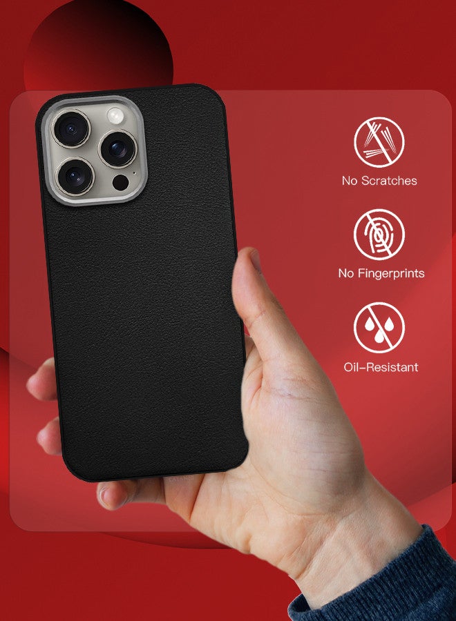 CATANES (for iPhone 15 Pro) 2 Pack Case Cover and Screen Protector Leather Case with Lens Frame Shockproof Full Body Protective Cover Black - Image 5