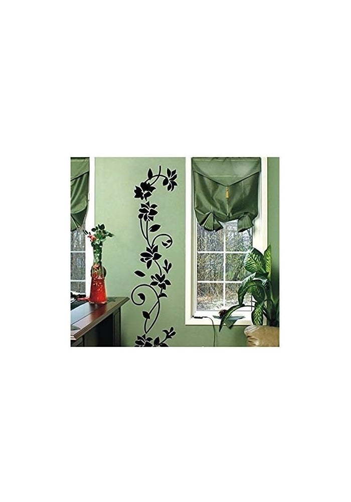 Picniva Black Rattan Flower Vinyl Wall Decal
