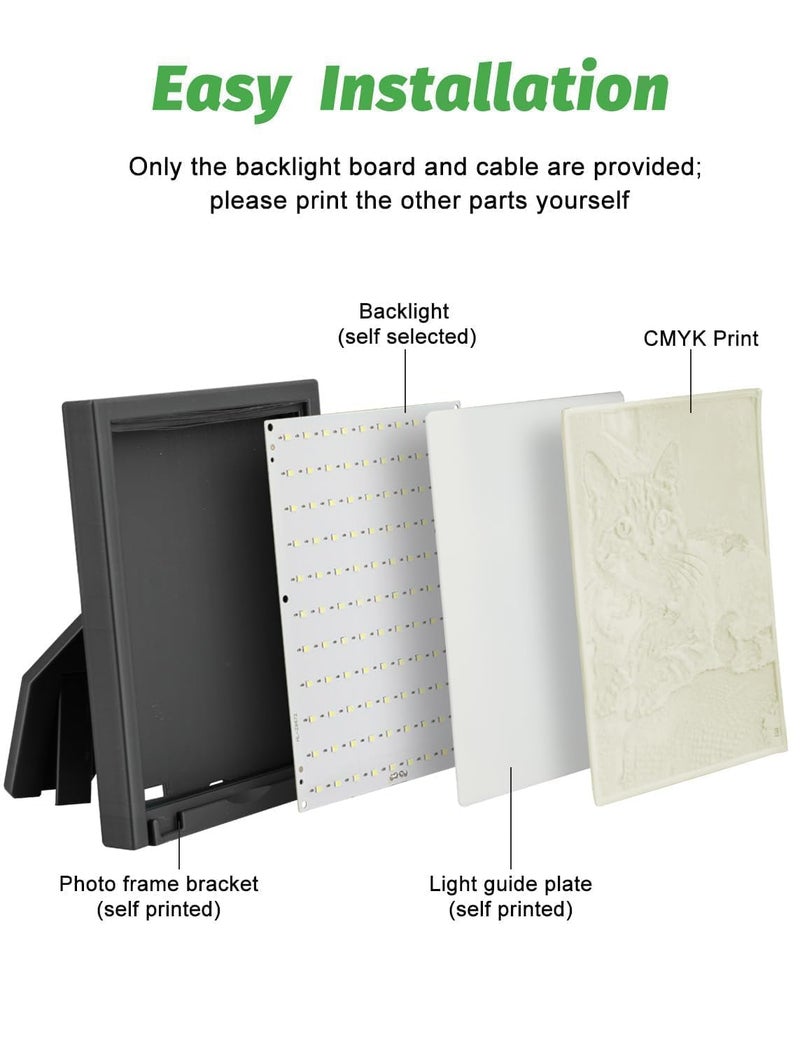 Mviioe CMYK LED Backlight Board FAZ007 for BambuLab P1/X1/A1/P2S Series 3D Printer,Makerworld 3D Printer Accessories Replacement PCB Lithophane Panel with Connection Cable, DIY 3D Printing Projects(10 Packs) - Image 3