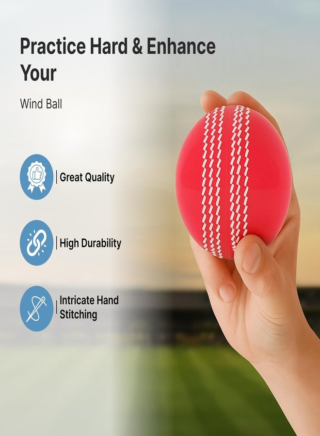 Strauss Synthetic Cricket Balls | Model: Wind | Standard Size | Pack of 3 Color: Red, White and Pink | for Matches & Practice | for All Age Groups | Lightweight Wind Ball - Image 2