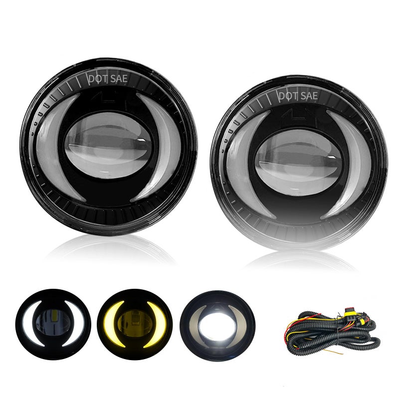 LEDDRL Round Fog Lighs Compatible with 20072014 Chevy Suburban Tahoe 20072013 Avalanche Camaro 20152016 Colorado Silverado 20072016 GMC Acadia Yukon XL Sierra Denali With Turn Signal