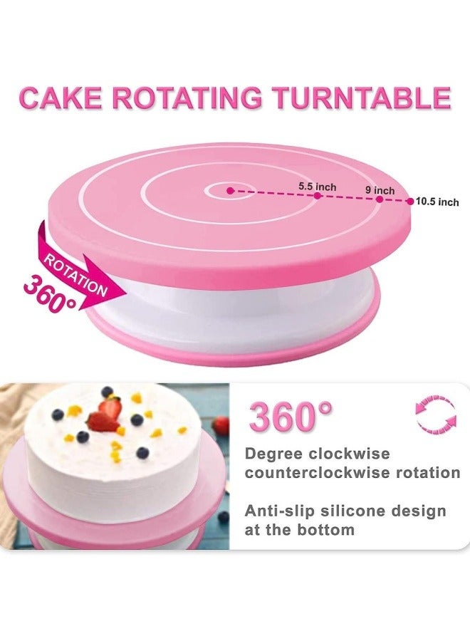 general 255 pieces of pink cake turntable set, decorating supplies, baking accessories, fondant tool set - Image 3