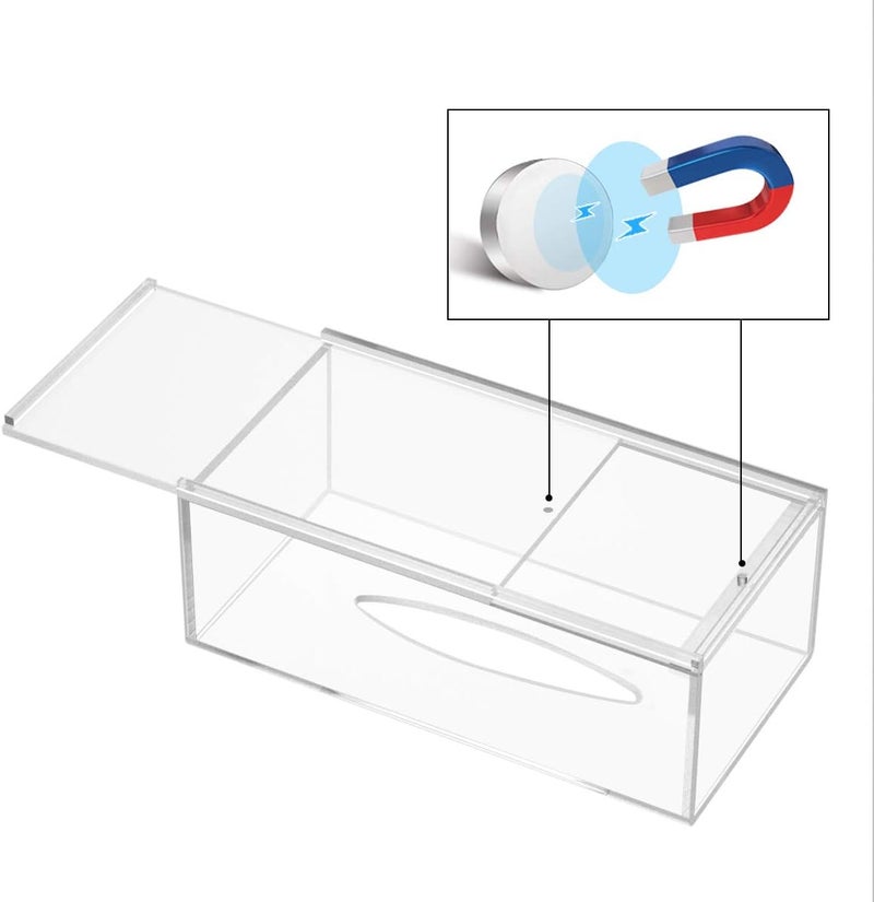 FEMELI Acrylic Tissue Box,Clear Facial Tissue Holder Case Dispenser Napkin Organizer for Bathroom Kitchen Bedroom Office - Image 2
