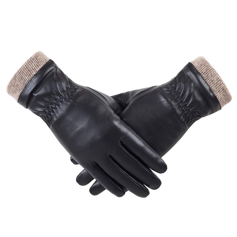 REDESS Winter Leather Gloves for Women, Wool Fleece Lined Warm Gloves, Touchscreen Texting Thick Thermal Snow Driving Gloves by REDESS(8 XL) - Image 1