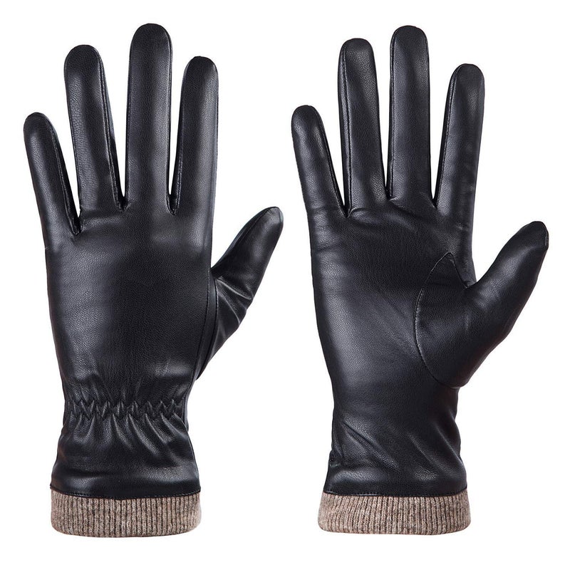 REDESS Winter Leather Gloves for Women, Wool Fleece Lined Warm Gloves, Touchscreen Texting Thick Thermal Snow Driving Gloves by REDESS(8 XL) - Image 2