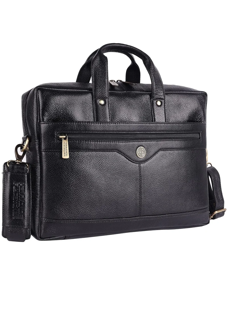 HAMMONDS FLYCATCHER Laptop Bag for Men - Leather Office Bag with Multiple Compartments - Fits 14/15.6/16 Inch Laptop Bag - Messenger and Shoulder Bag for Travel - Water Resistant - Black