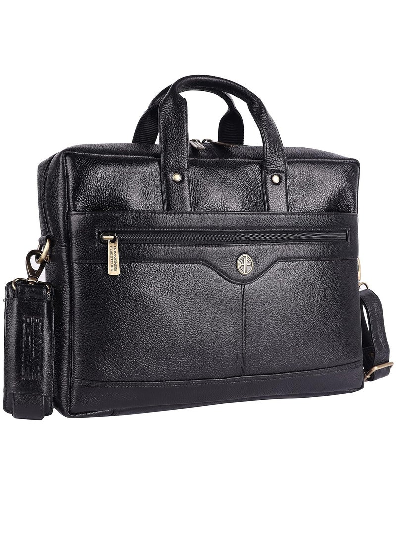 HAMMONDS FLYCATCHER Laptop Bag for Men - Leather Office Bag with Multiple Compartments - Fits 14/15.6/16 Inch Laptop Bag - Messenger and Shoulder Bag for Travel - Water Resistant - Black  - Image 1