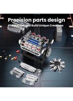 mould king 10088 V8 Engine Model Kit Build Your Own Stem Mini V8 Model Engine Building Blocks Sets That Works For Adults & Kids Age 14+, 535Pcs  - Image 4