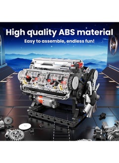 mould king 10088 V8 Engine Model Kit Build Your Own Stem Mini V8 Model Engine Building Blocks Sets That Works For Adults & Kids Age 14+, 535Pcs  - Image 5