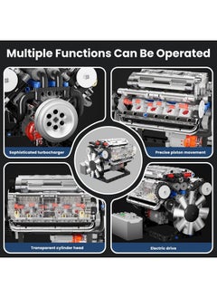 mould king 10088 V8 Engine Model Kit Build Your Own Stem Mini V8 Model Engine Building Blocks Sets That Works For Adults & Kids Age 14+, 535Pcs  - Image 3