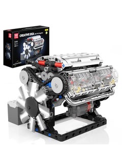 mould king 10088 V8 Engine Model Kit Build Your Own Stem Mini V8 Model Engine Building Blocks Sets That Works For Adults & Kids Age 14+, 535Pcs  - Image 1