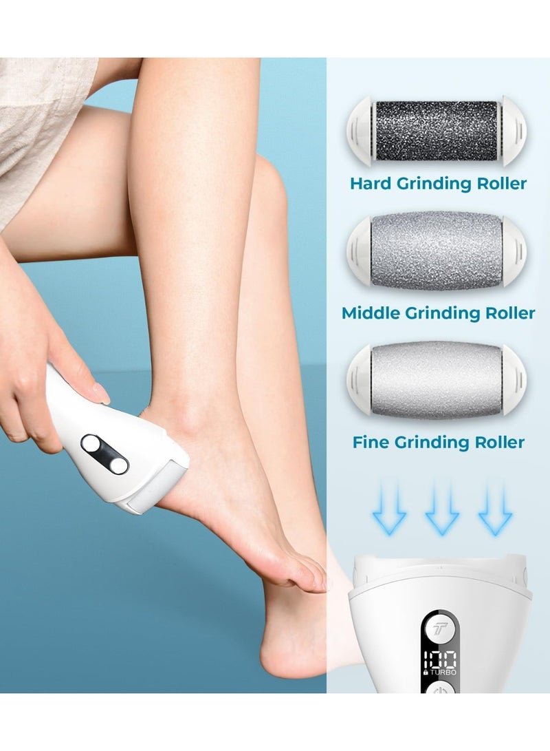 pritech Electric callus remover for feet, Rechargeable Foot File Electronic Pedicure Tools Kit for Calloused Removal, Waterproof Electric Foot Scrubber Duty Feet Care for Heels Dead, Heavy, Dry Skin - Image 3