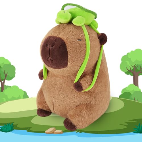 Achwishap Capybara PlushCute Plushies Capybara Stuffed AnimalSoft Capybaras Plush ToysKawaii Plushie Stuffed Toys with Turtle Backpack Plushies Gifts for Kids Adults BirthdayBrown 10 - Image 1