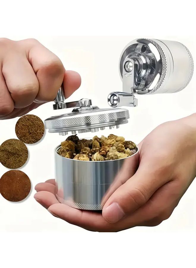 Silvery 40mm Metal Grinder Crusher 4 Layer Hand Crank Manual Tool For Herb Spice - Image 1