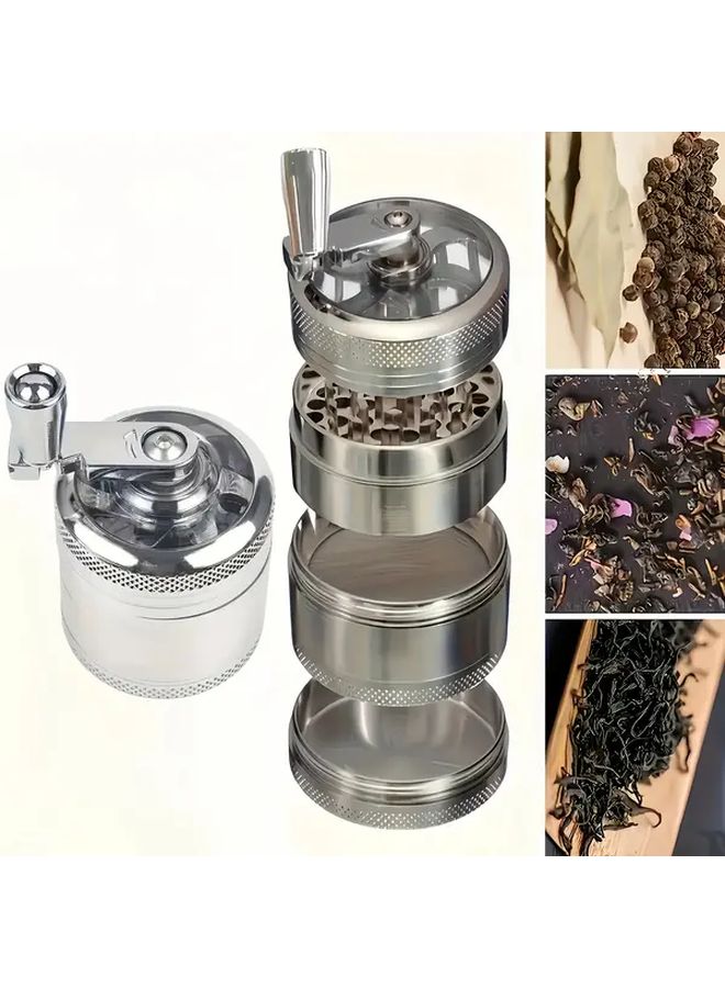 Silvery 40mm Metal Grinder Crusher 4 Layer Hand Crank Manual Tool For Herb Spice - Image 5