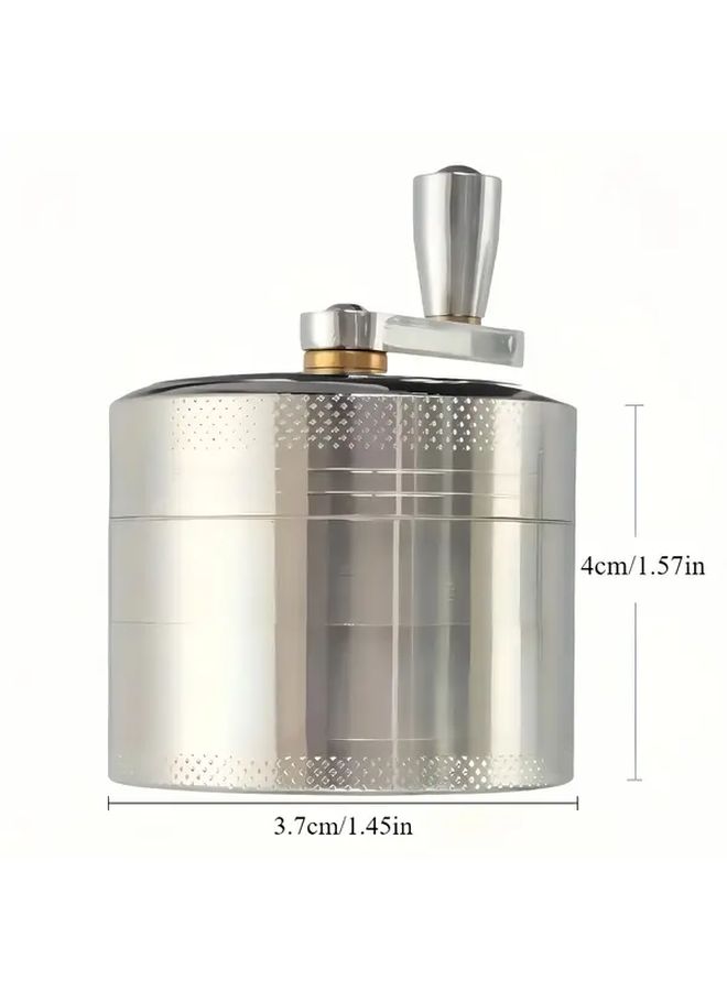 Silvery 40mm Metal Grinder Crusher 4 Layer Hand Crank Manual Tool For Herb Spice - Image 3