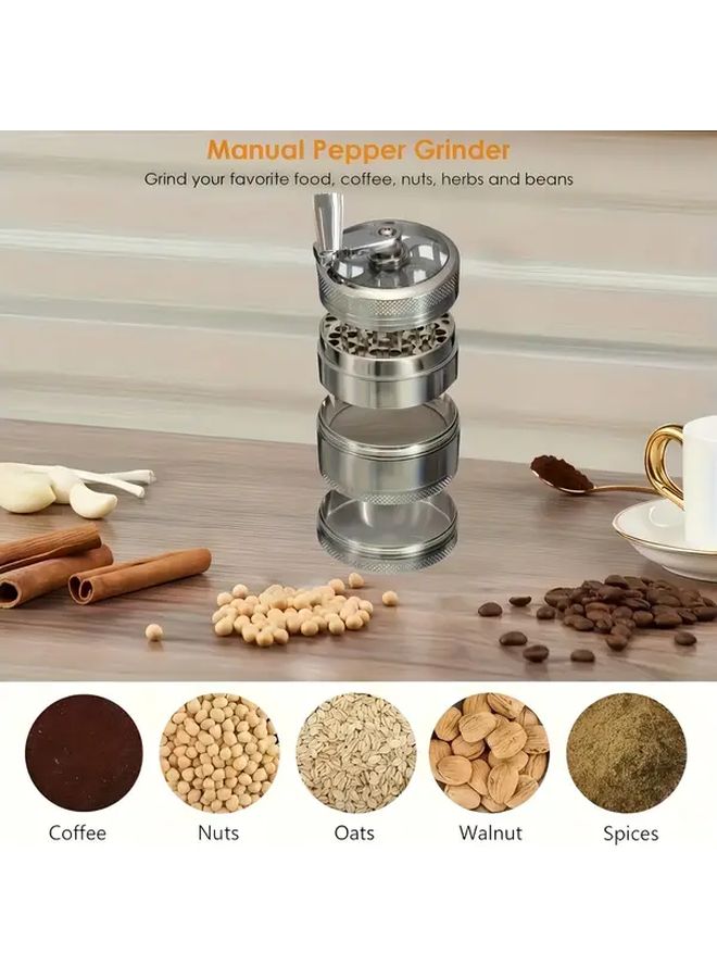 Silvery 40mm Metal Grinder Crusher 4 Layer Hand Crank Manual Tool For Herb Spice - Image 2