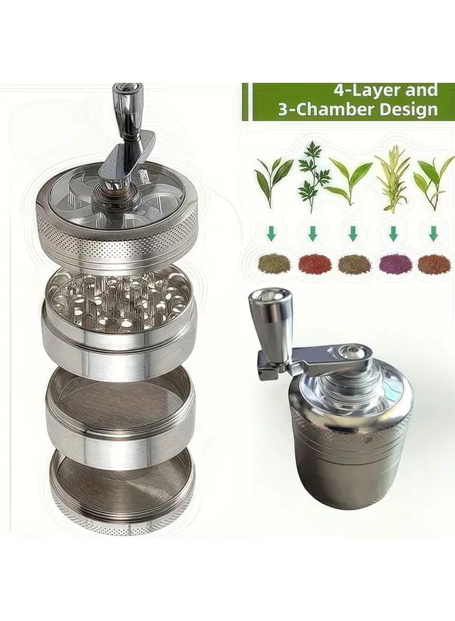 Silvery 40mm Metal Grinder Crusher 4 Layer Hand Crank Manual Tool For Herb Spice - Image 4